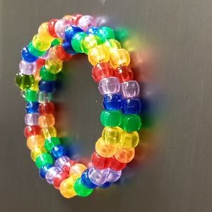 Hand crafted LGBT rainbow pride wrap bracelet cuff bright bold beaded new